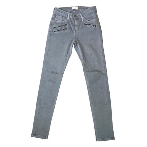 GILDED INTENT gray light wash moto style 27" waist multiple zippers w/stretch - Picture 3 of 11